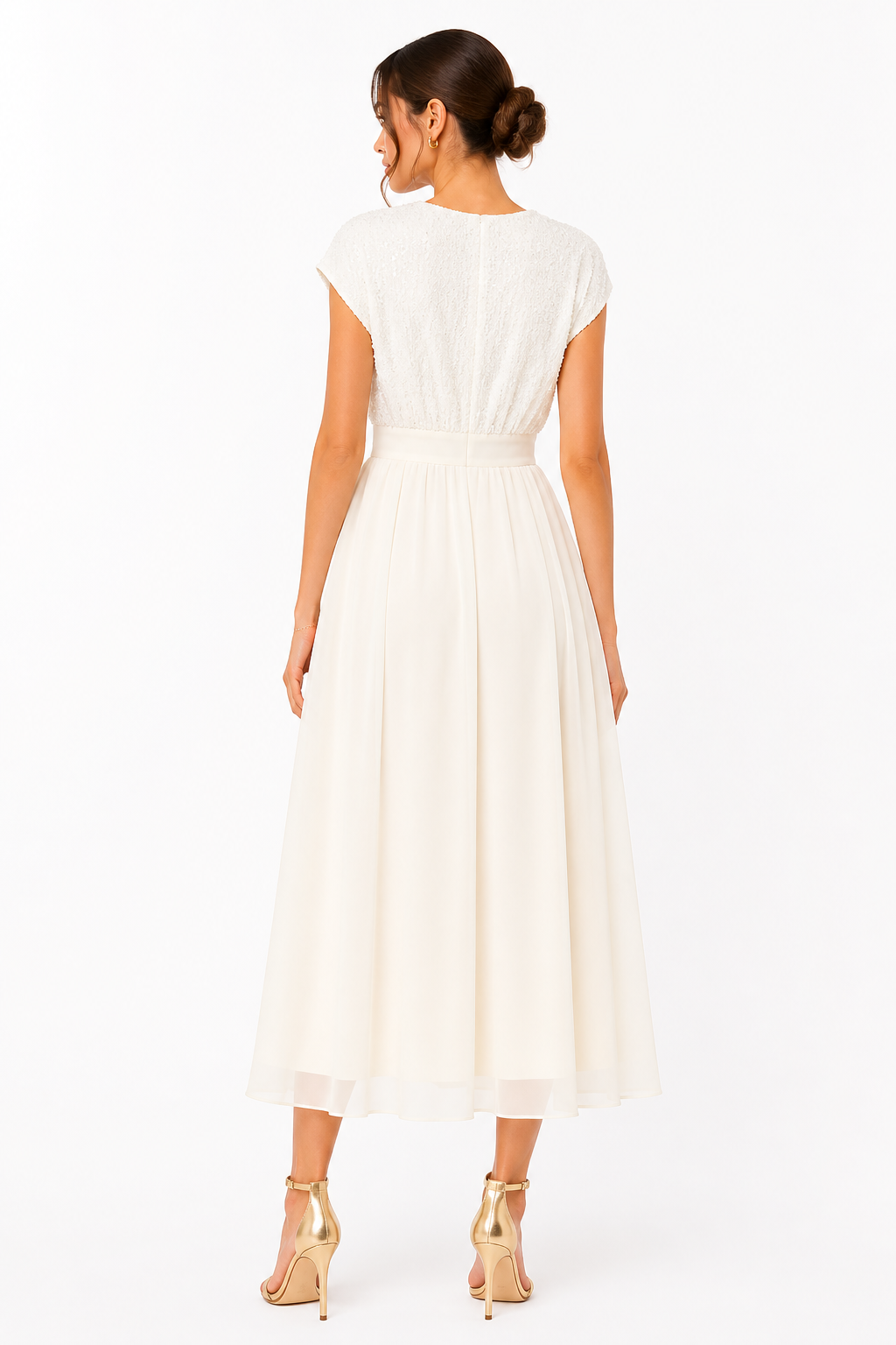 Robe longue fluide à sequins et coupe évasée