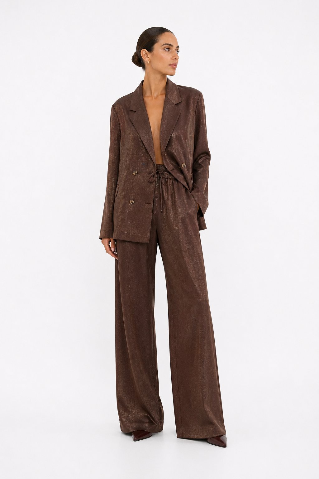 Ensemble tailleur brun silhouette fluide