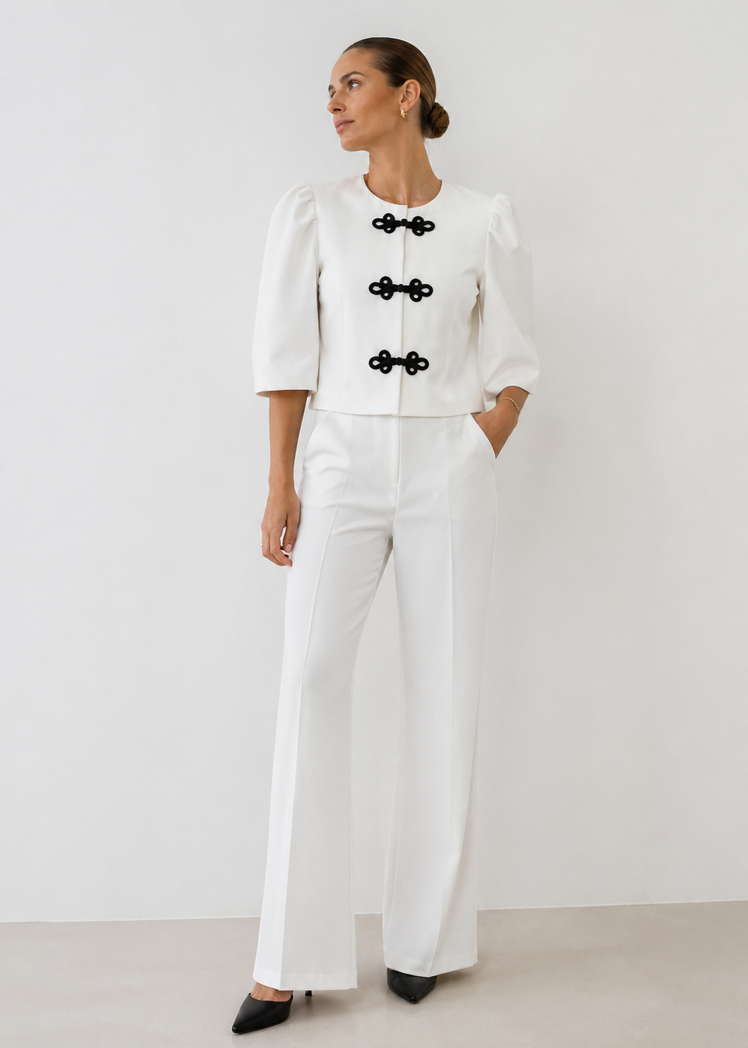 Ensemble pantalon et top manches bouffantes