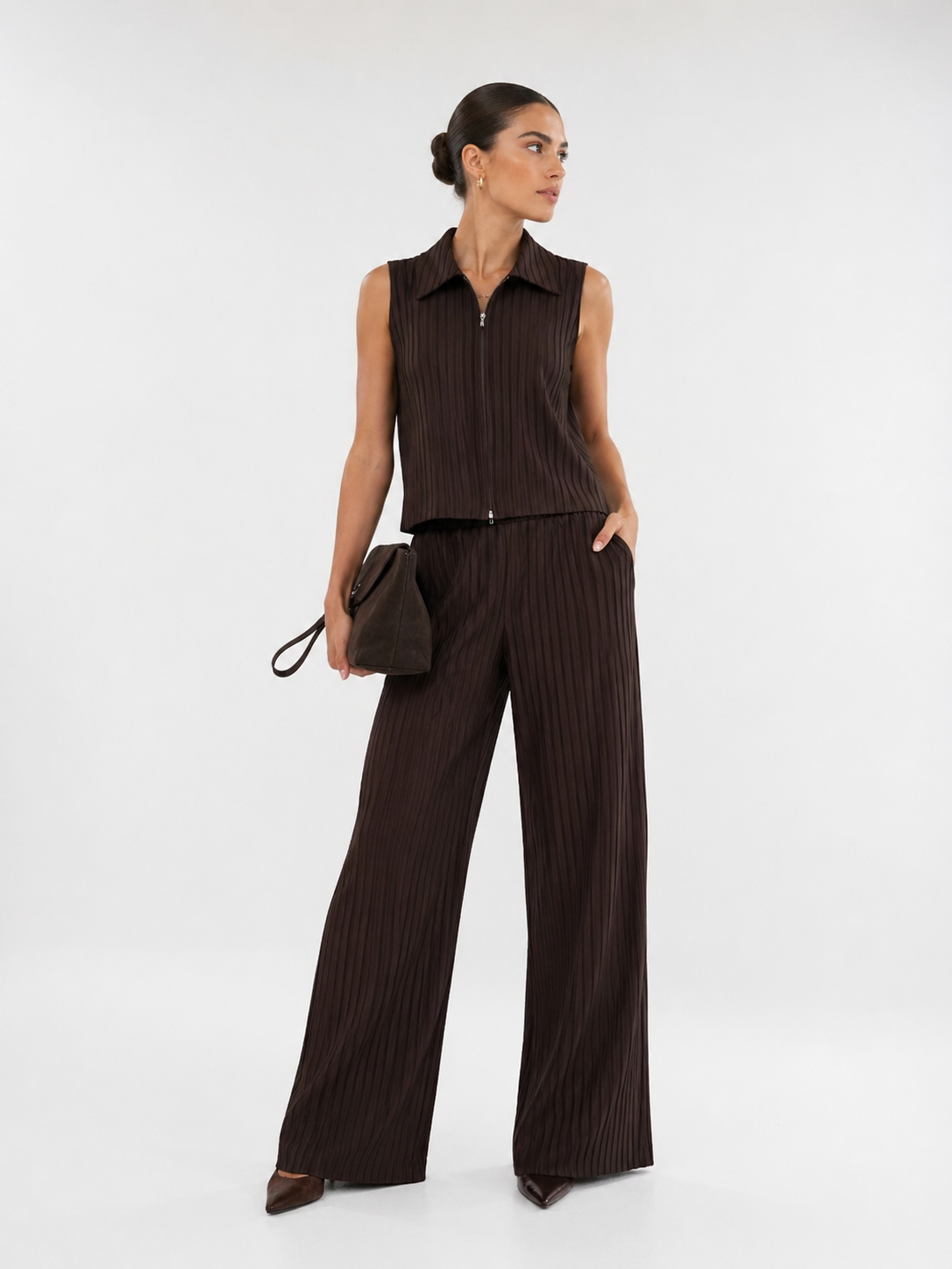 Ensemble gilet rayé et pantalon large