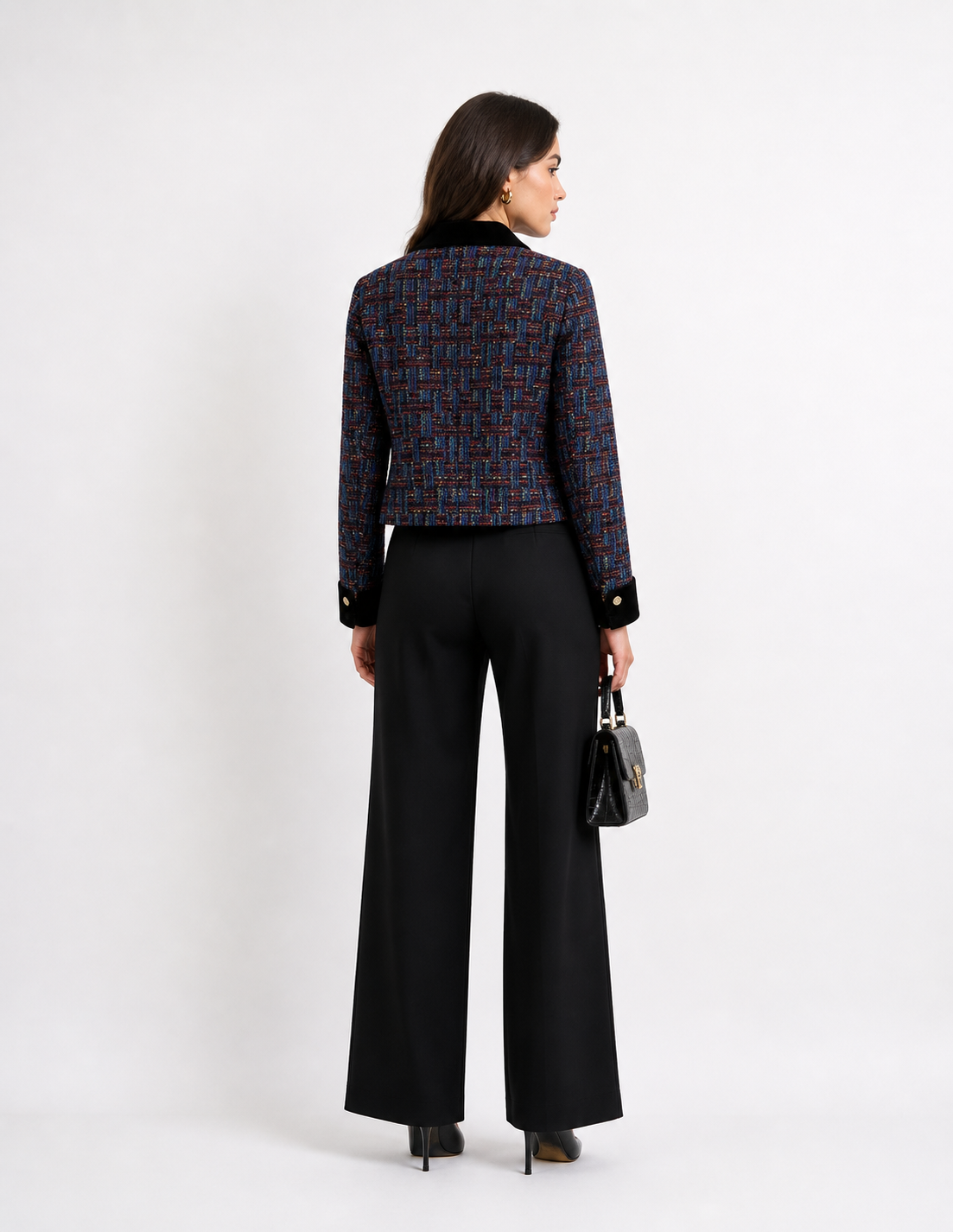 Veste courte tweed contrasté esprit couture