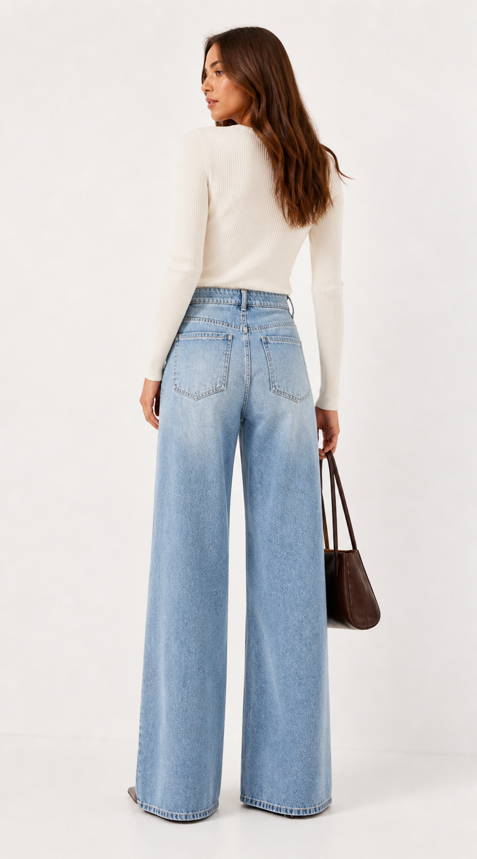 Jean baggy taille haute coupe large bleu