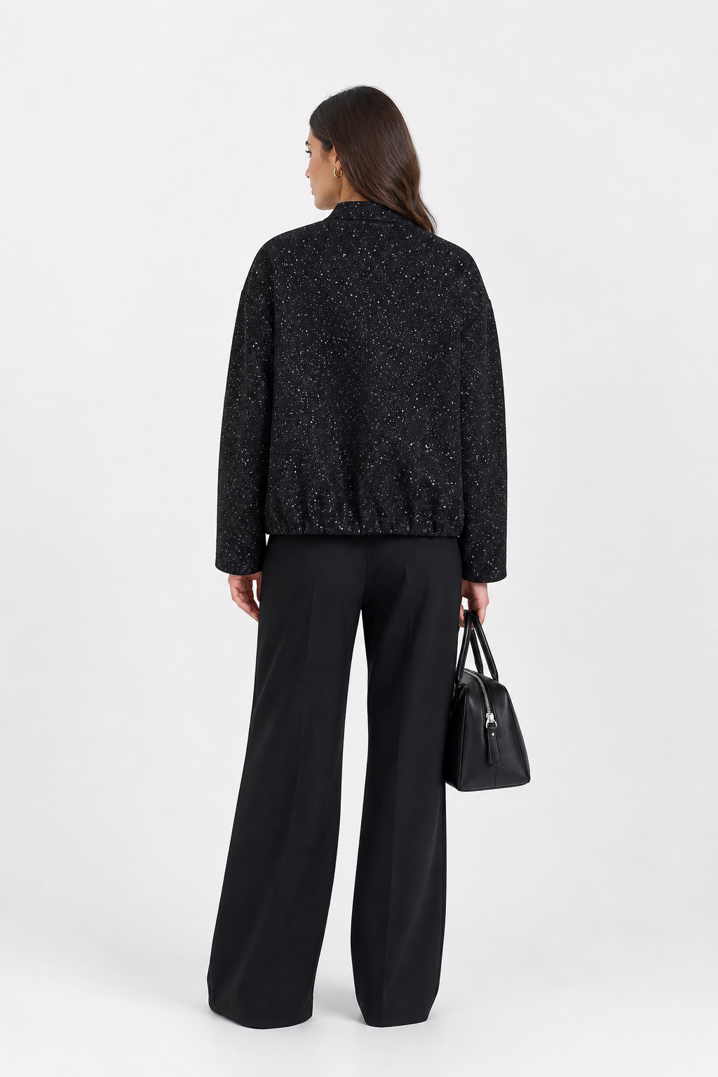 Veste courte noire scintillante à sequins