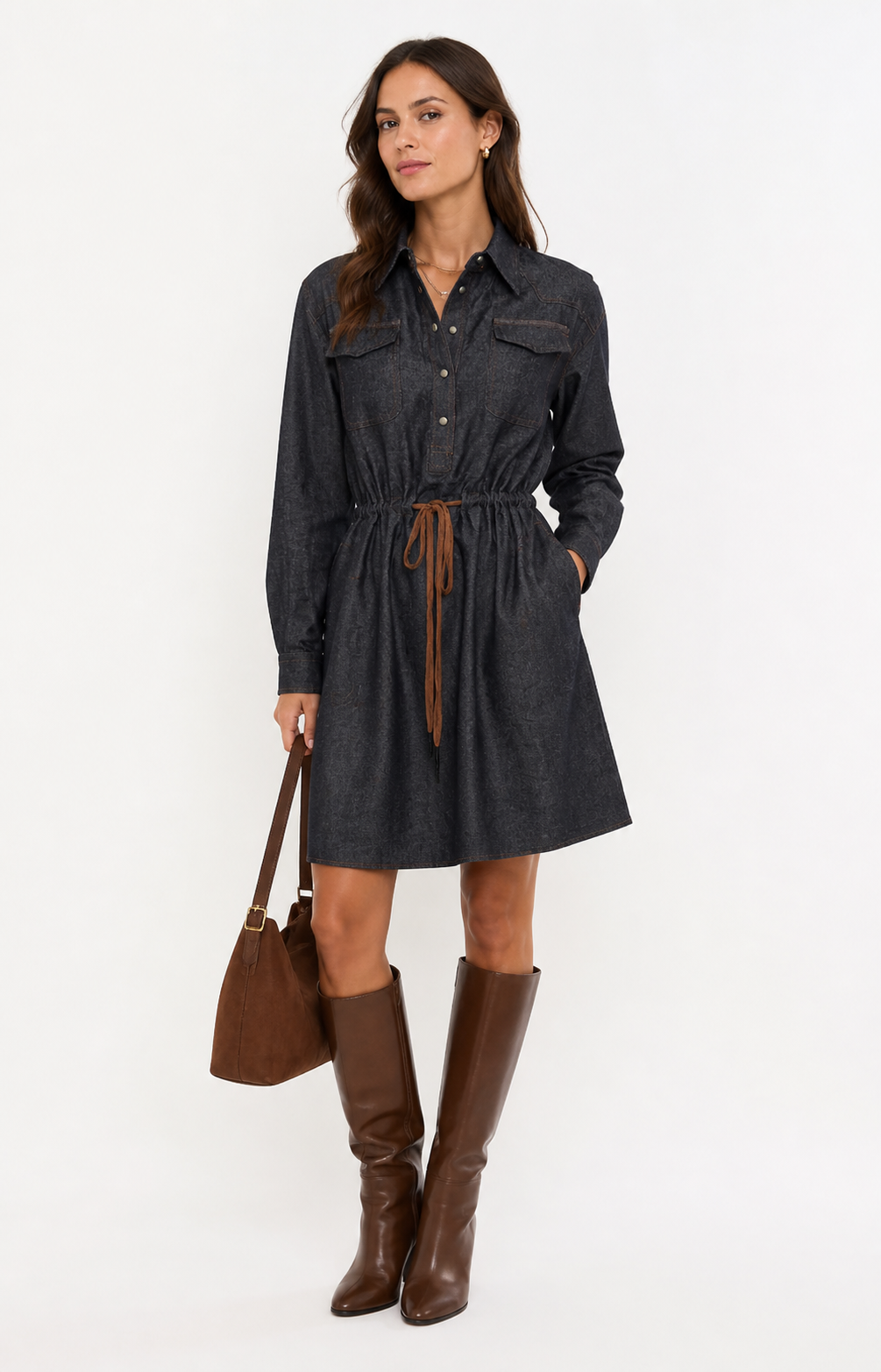 Robe chemise en lin à taille ajustable