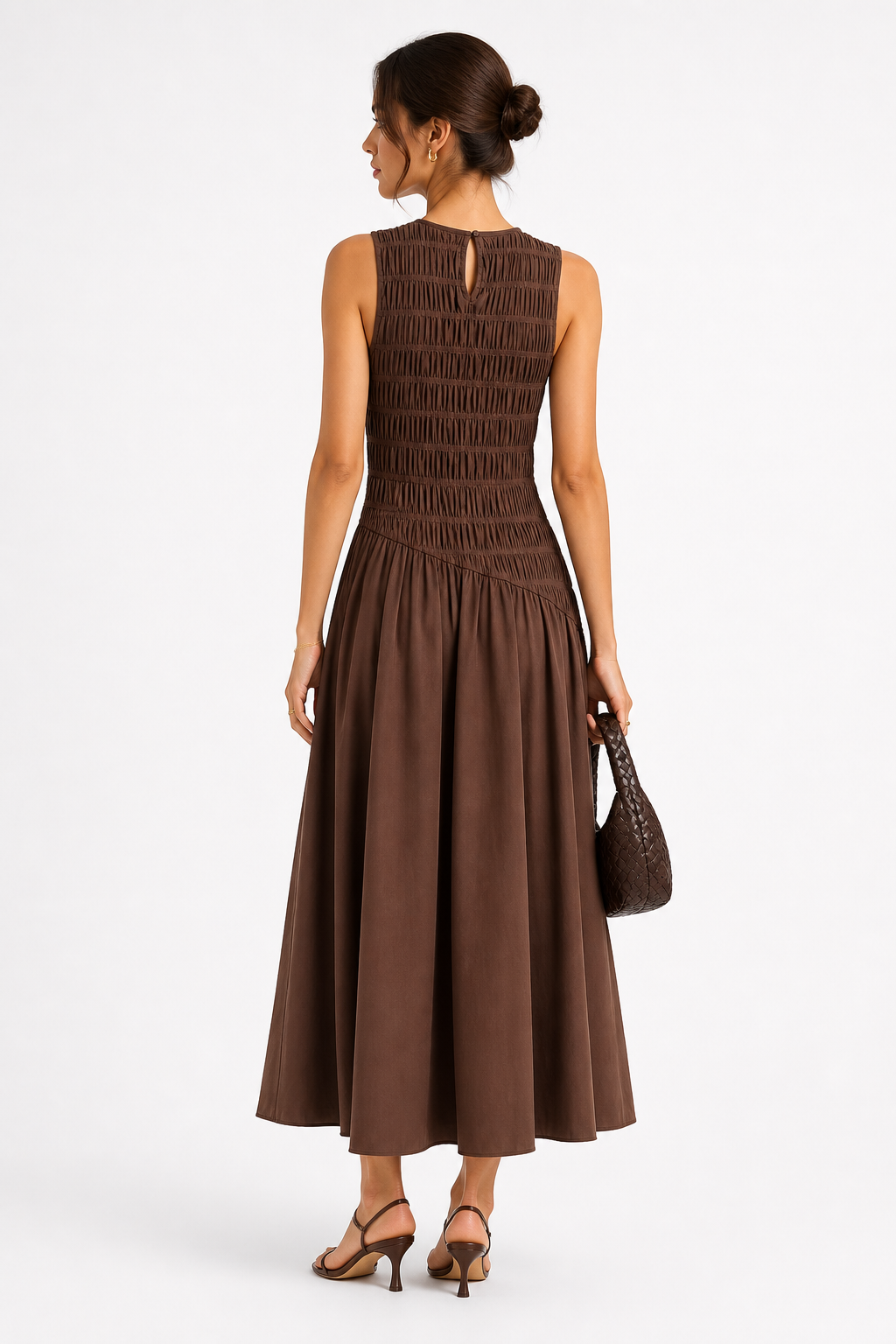 Robe midi sans manches texturée