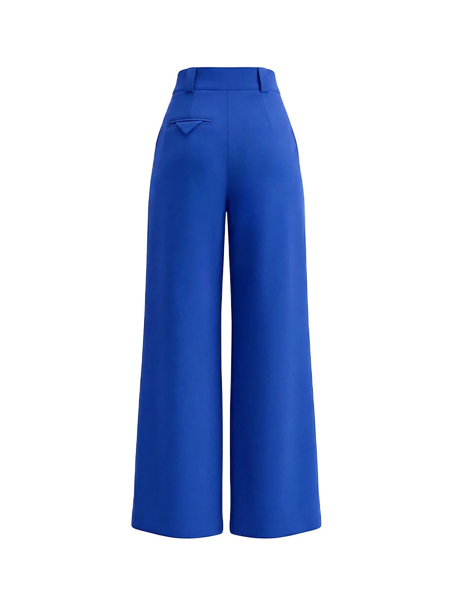 Ensemble blazer bleu luxe et pantalon large