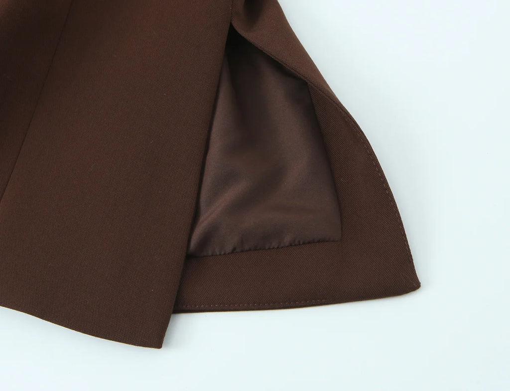 Gilet sans manches ceinturé chocolat