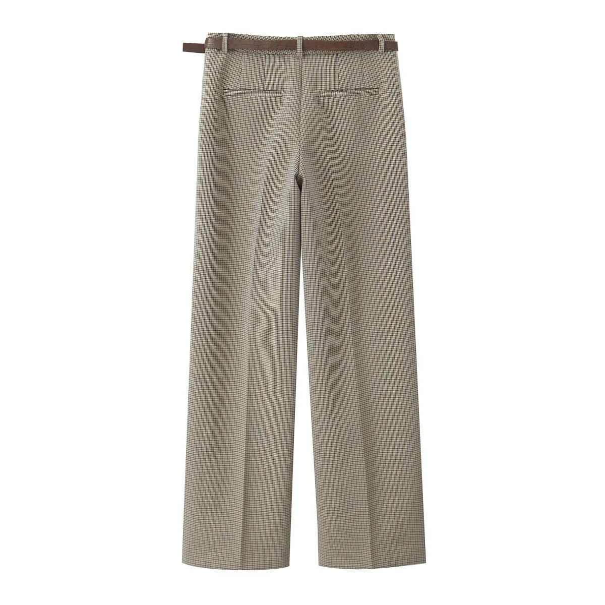 Ensemble pantalon large et top sans manches à carreaux