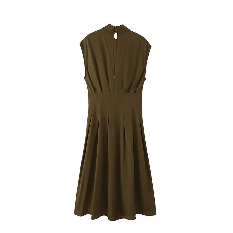 Robe midi plissée à nœud