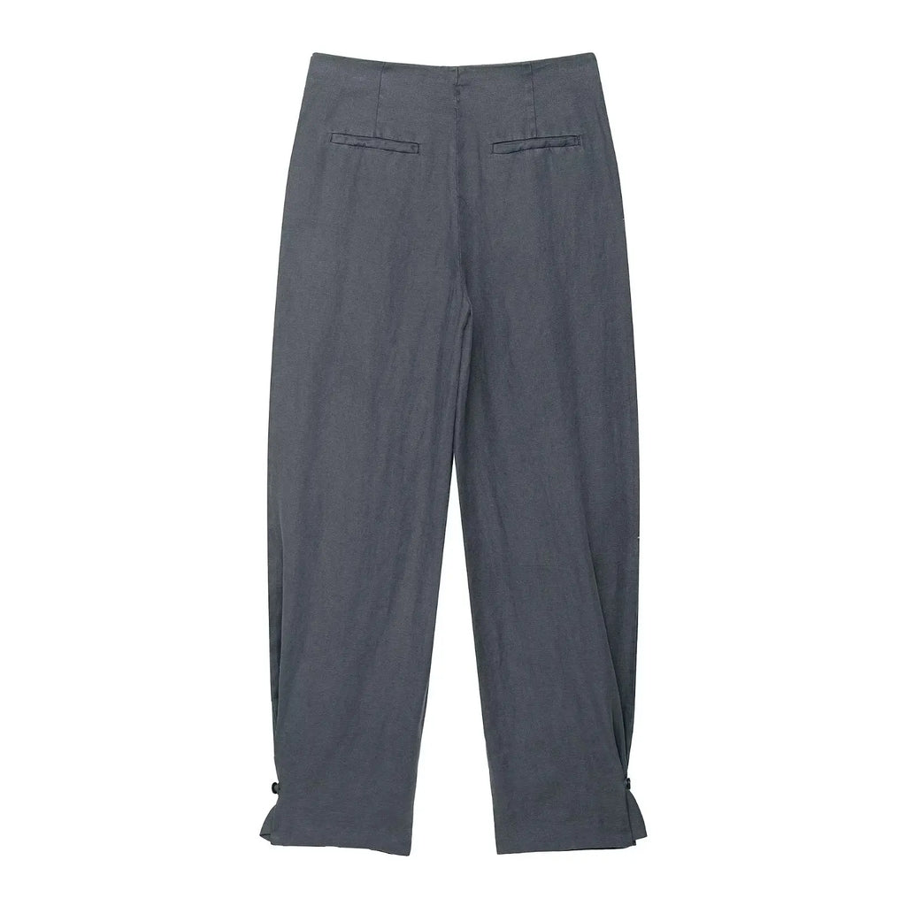 Pantalon large plissé gris