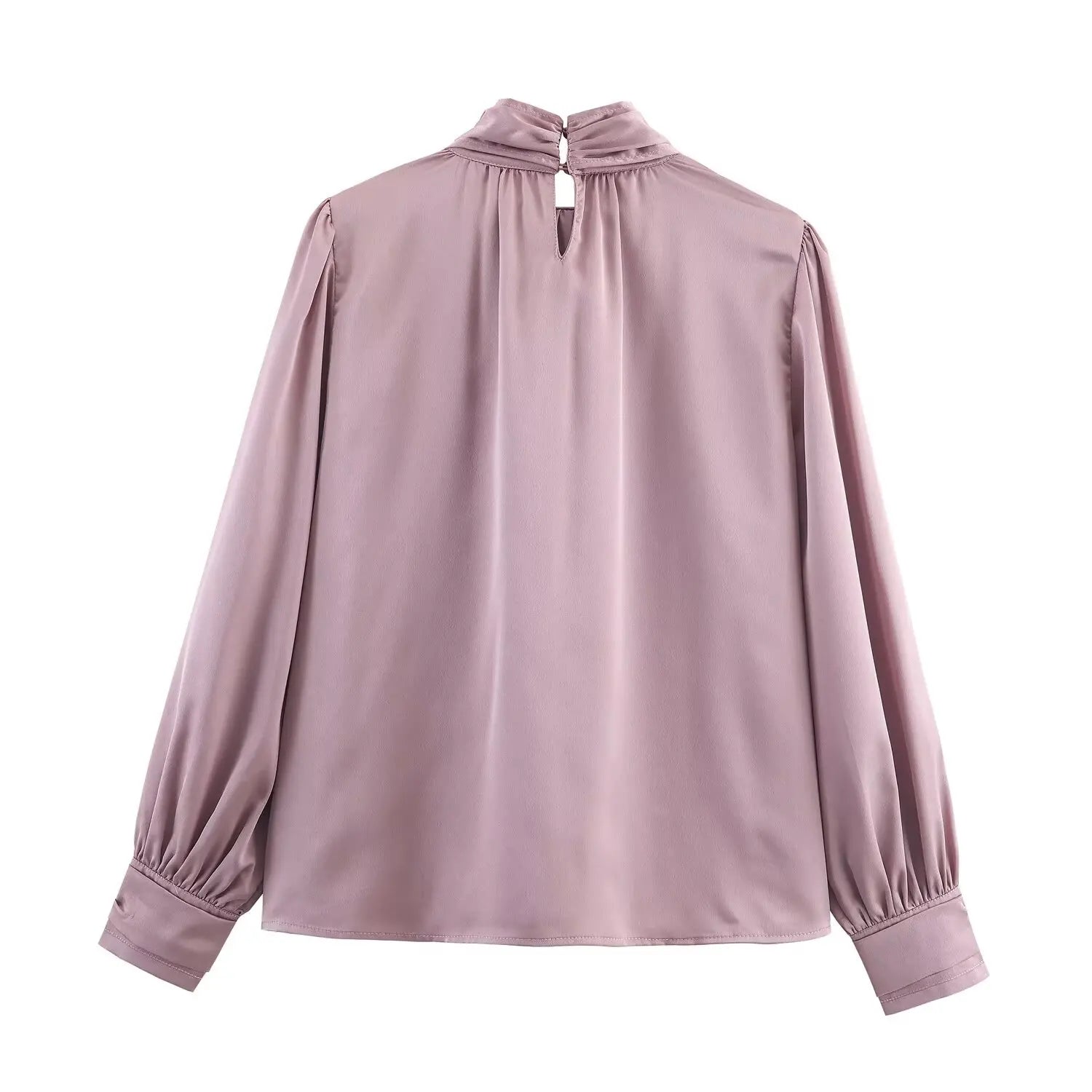 Blouse satinée à nœud lavande