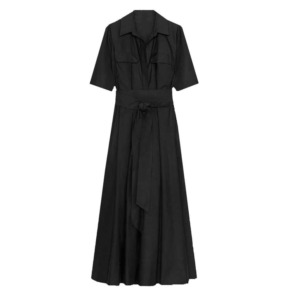 Robe longue à col tailleur