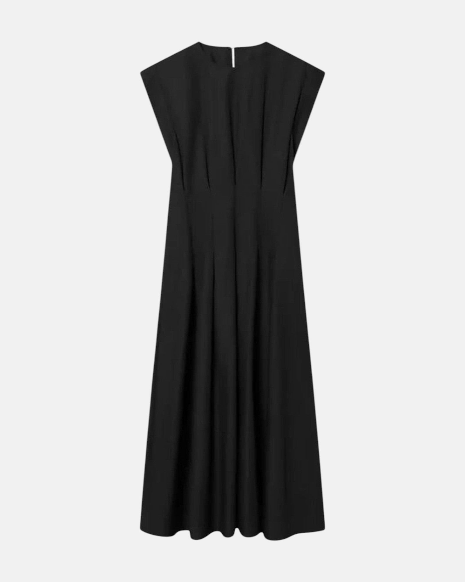 Robe midi noire à plis délicats