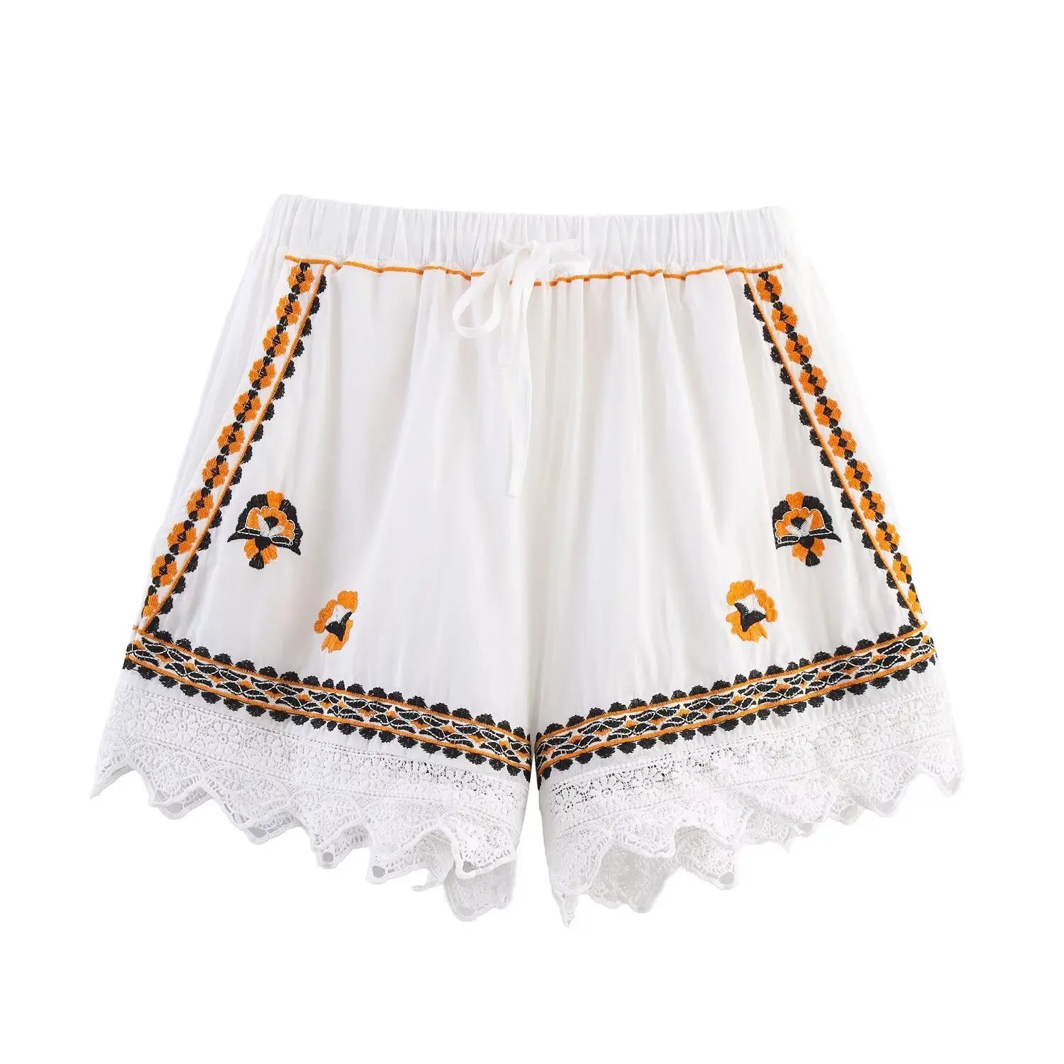 Ensemble brodé à chemise col V et short
