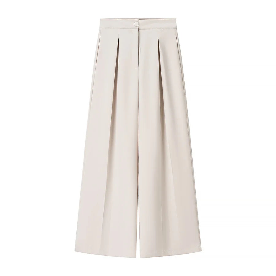 Ensemble gilet beige luxe et pantalon large
