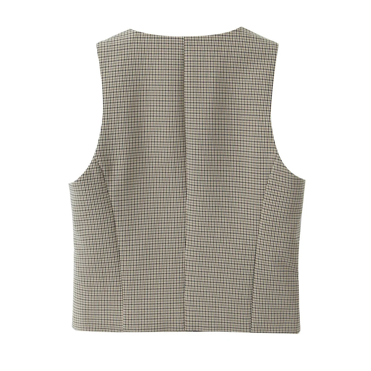 Ensemble pantalon large et top sans manches à carreaux