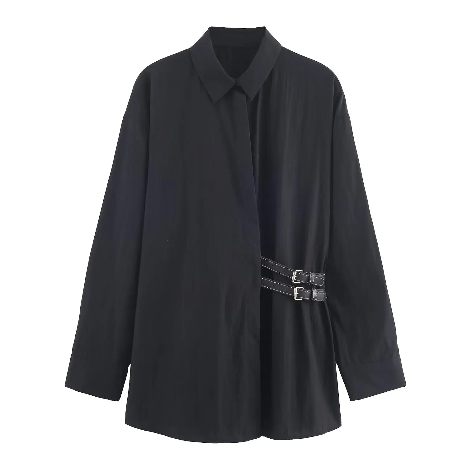 Chemise oversize noire à brides