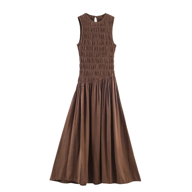 Robe midi sans manches texturée
