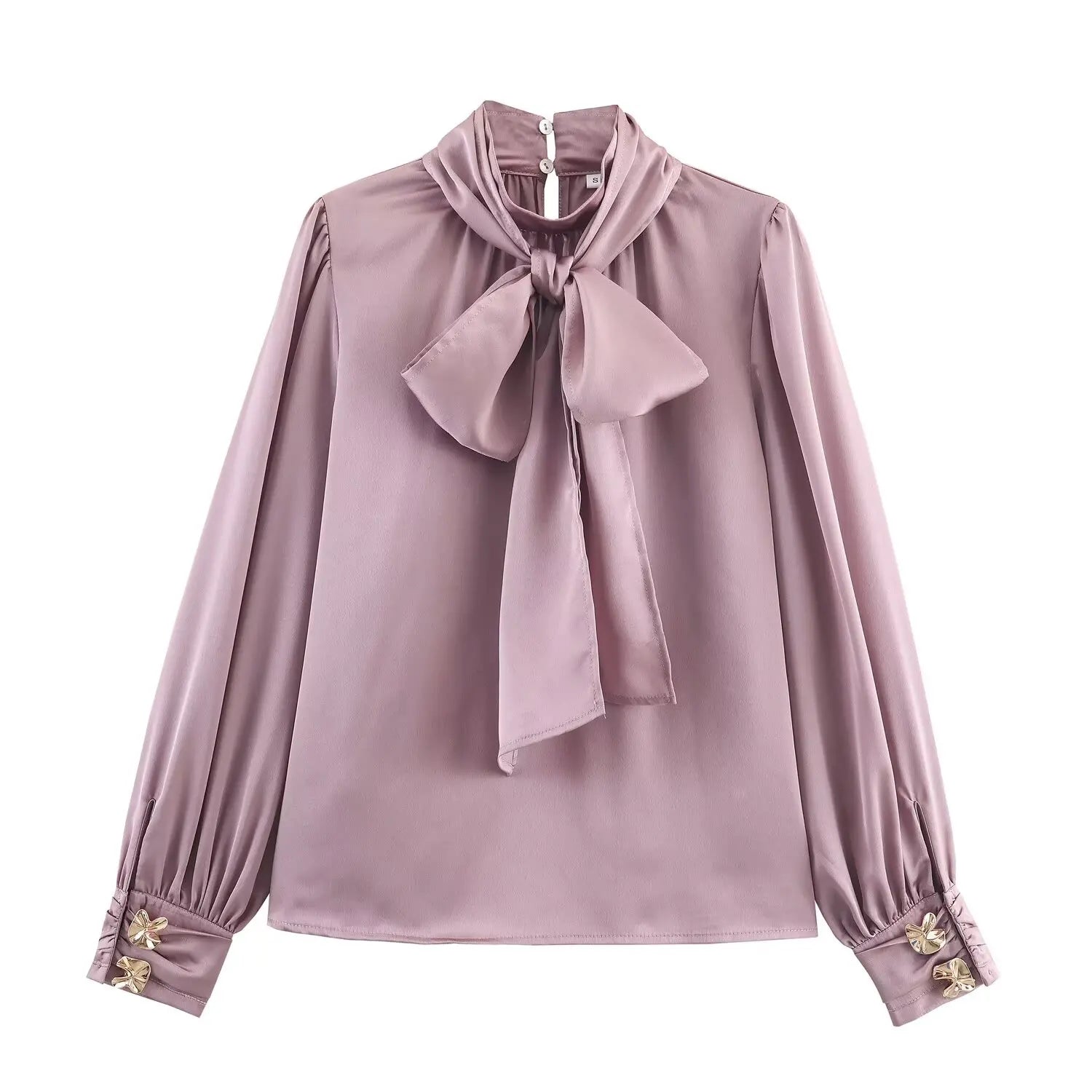 Blouse satinée à nœud lavande