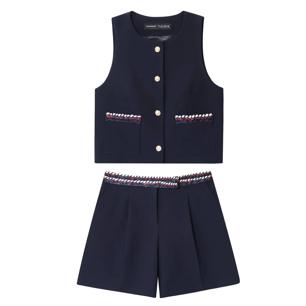 Ensemble gilet sans manches et short ivoire
