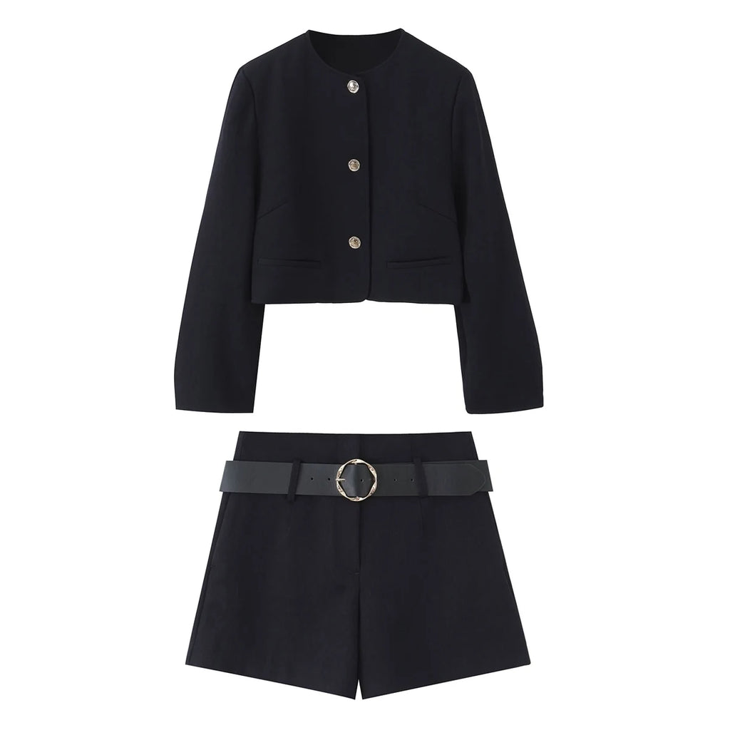 Ensemble veste courte et short écru