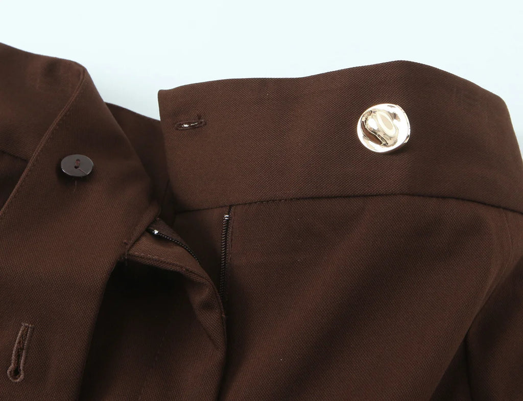 Pantalon droit chocolat à poches