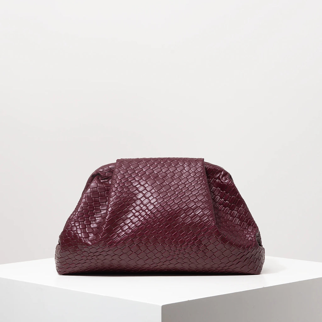 Pochette tressée bordeaux