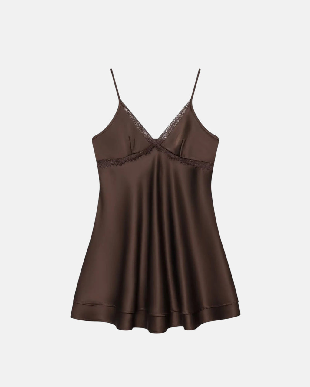 Robe courte satinée à dentelle