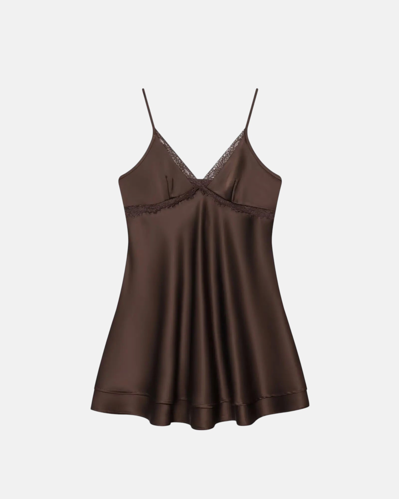 Robe courte satinée à dentelle