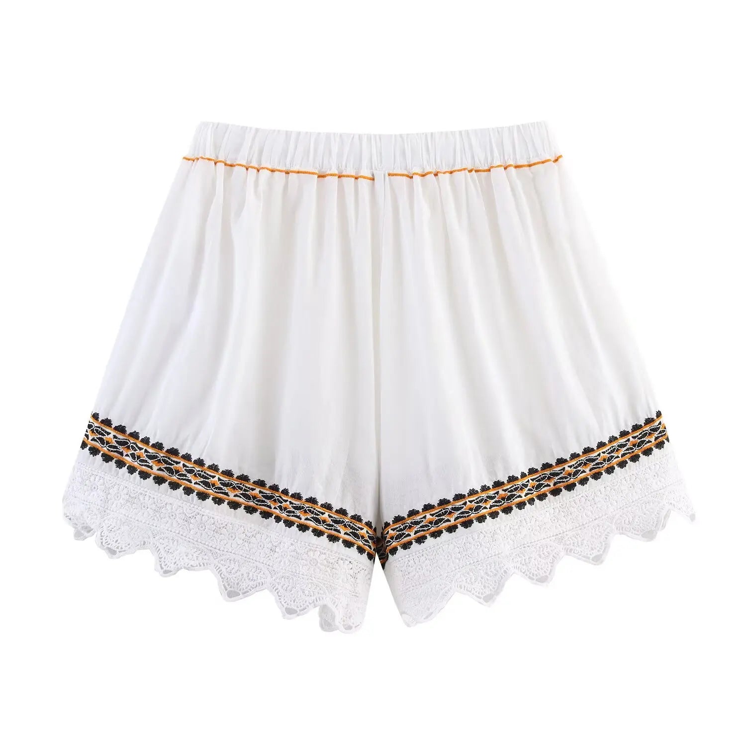 Ensemble brodé à chemise col V et short