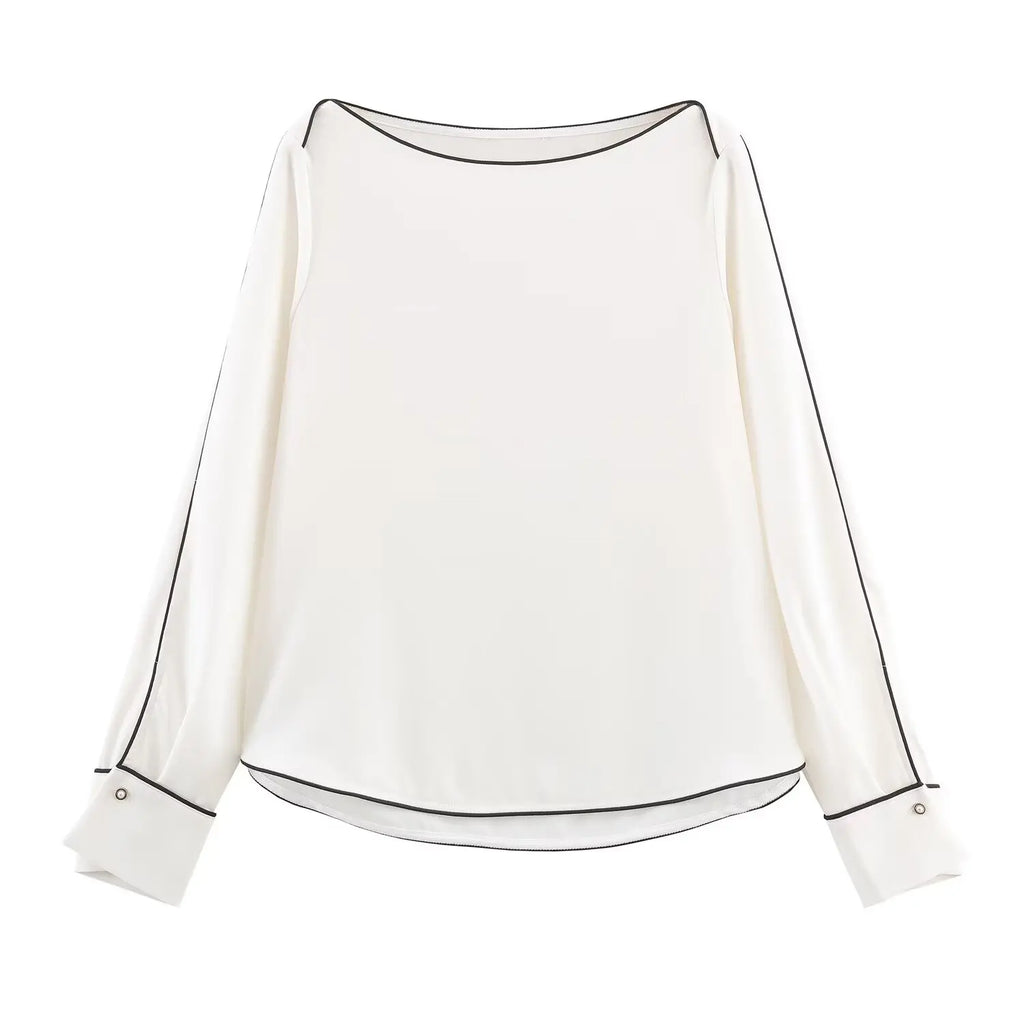 Chemise ivoire à bordures contrastées