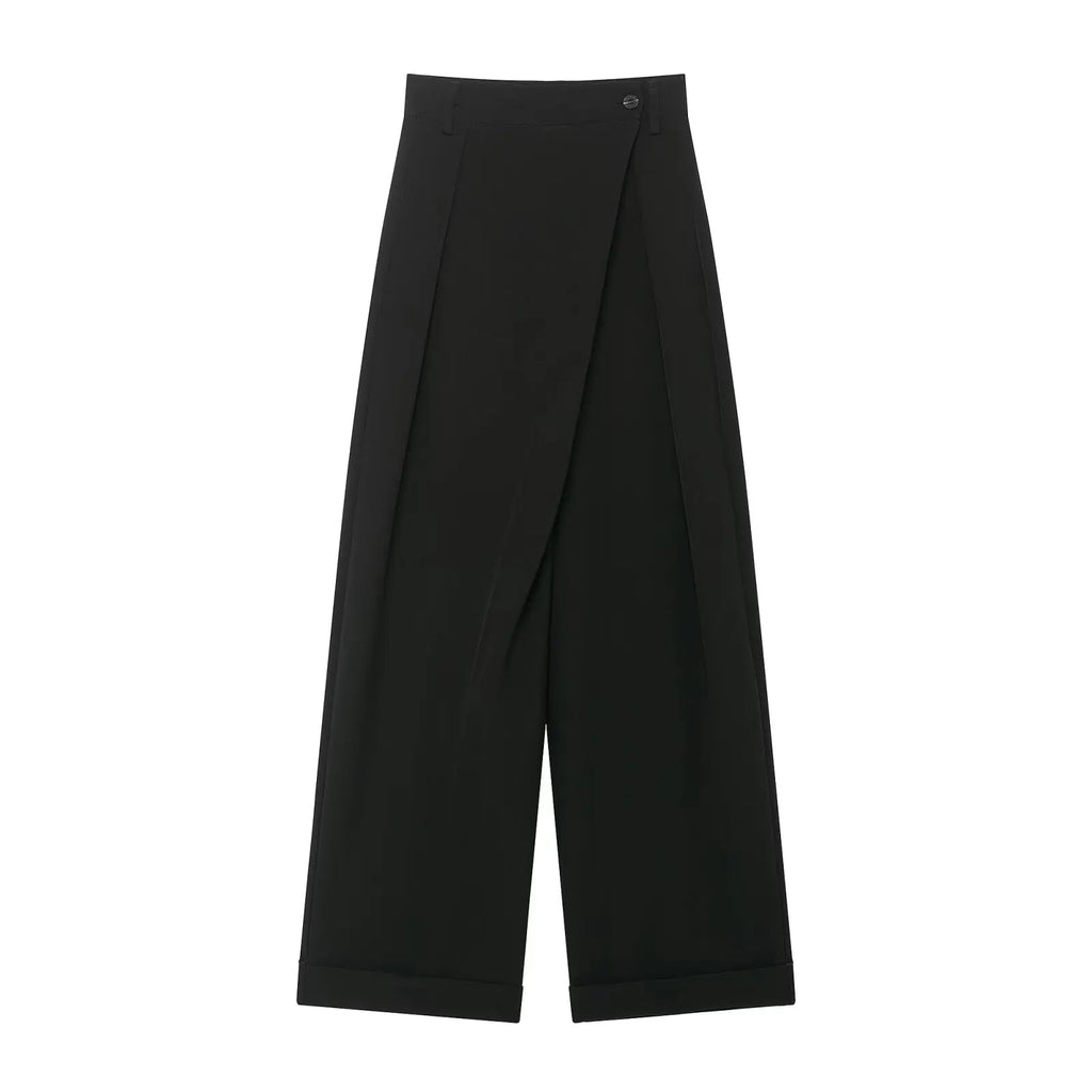 Pantalon noir asymétrique à taille structurée