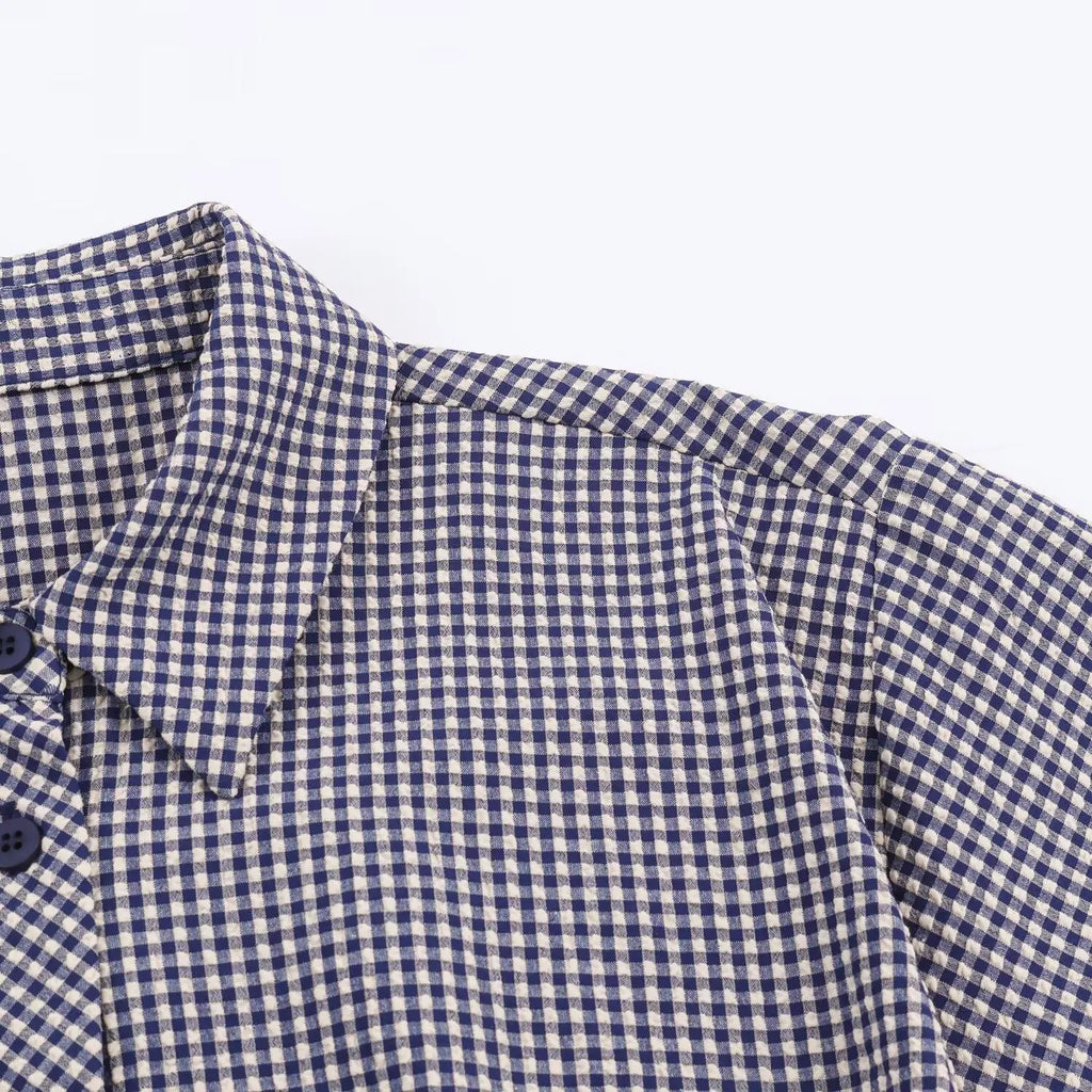 Chemise oversize à carreaux bleus