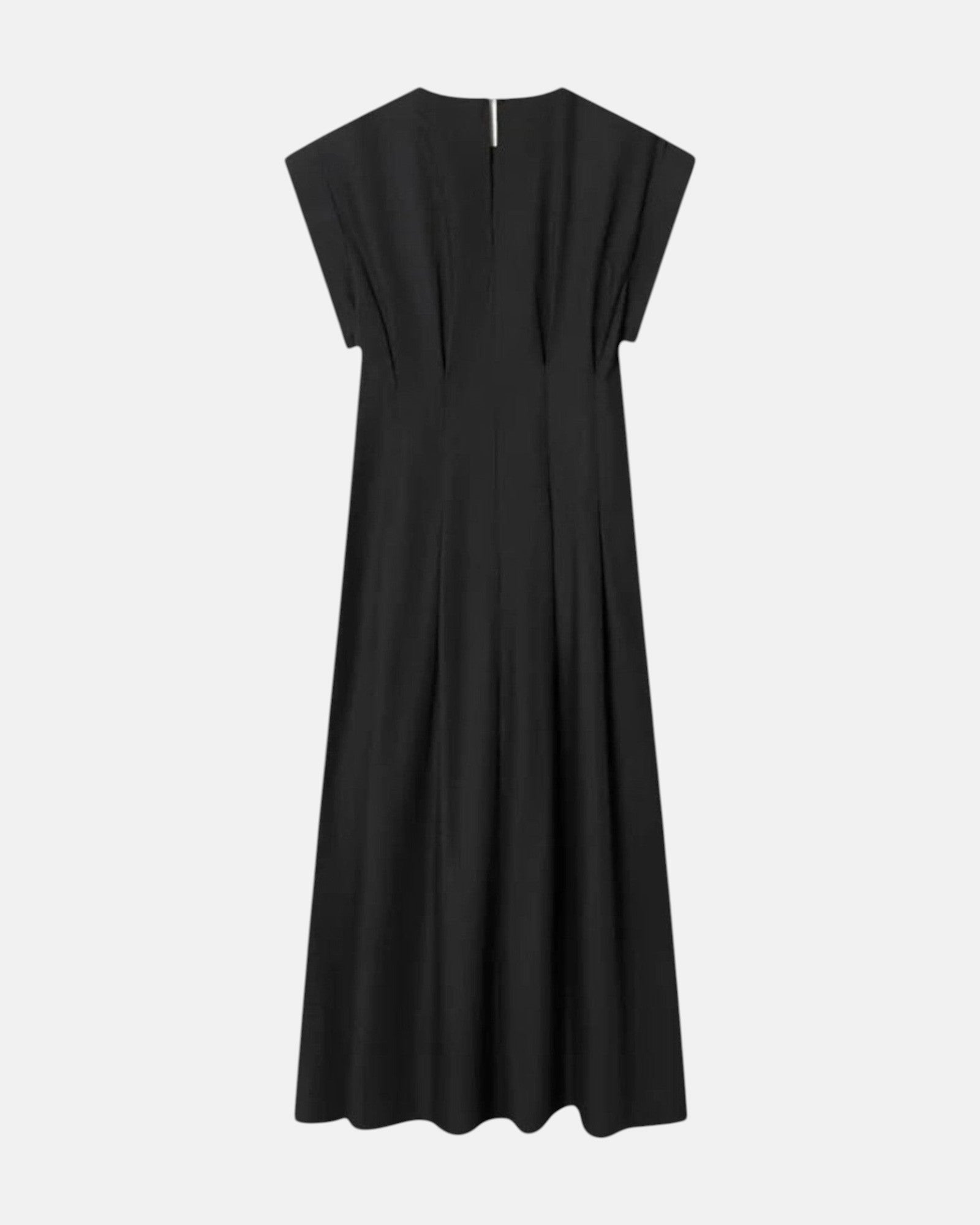 Robe midi noire à plis délicats