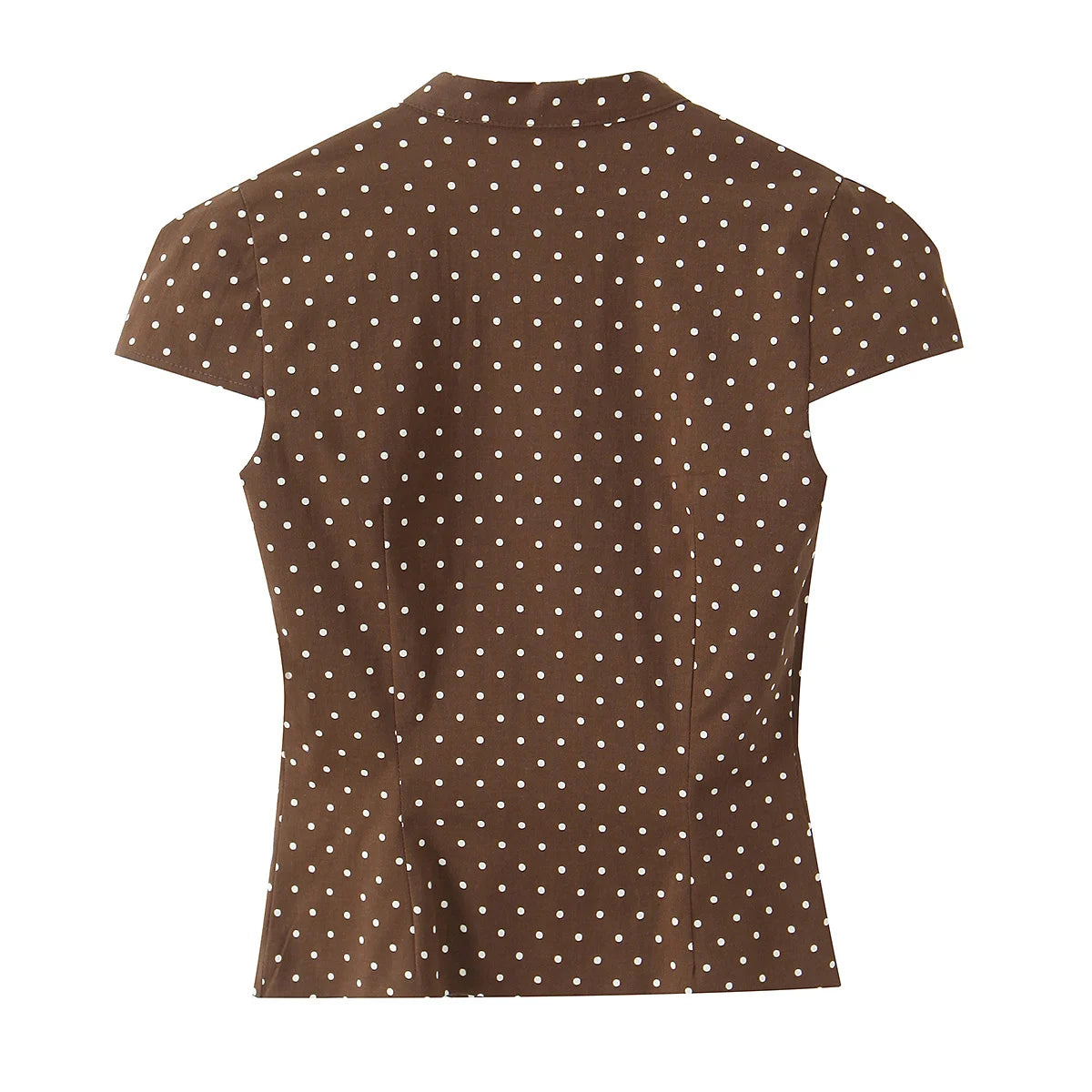 Chemise à pois chocolat boutonnée