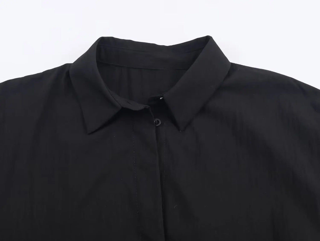Chemise oversize noire à brides