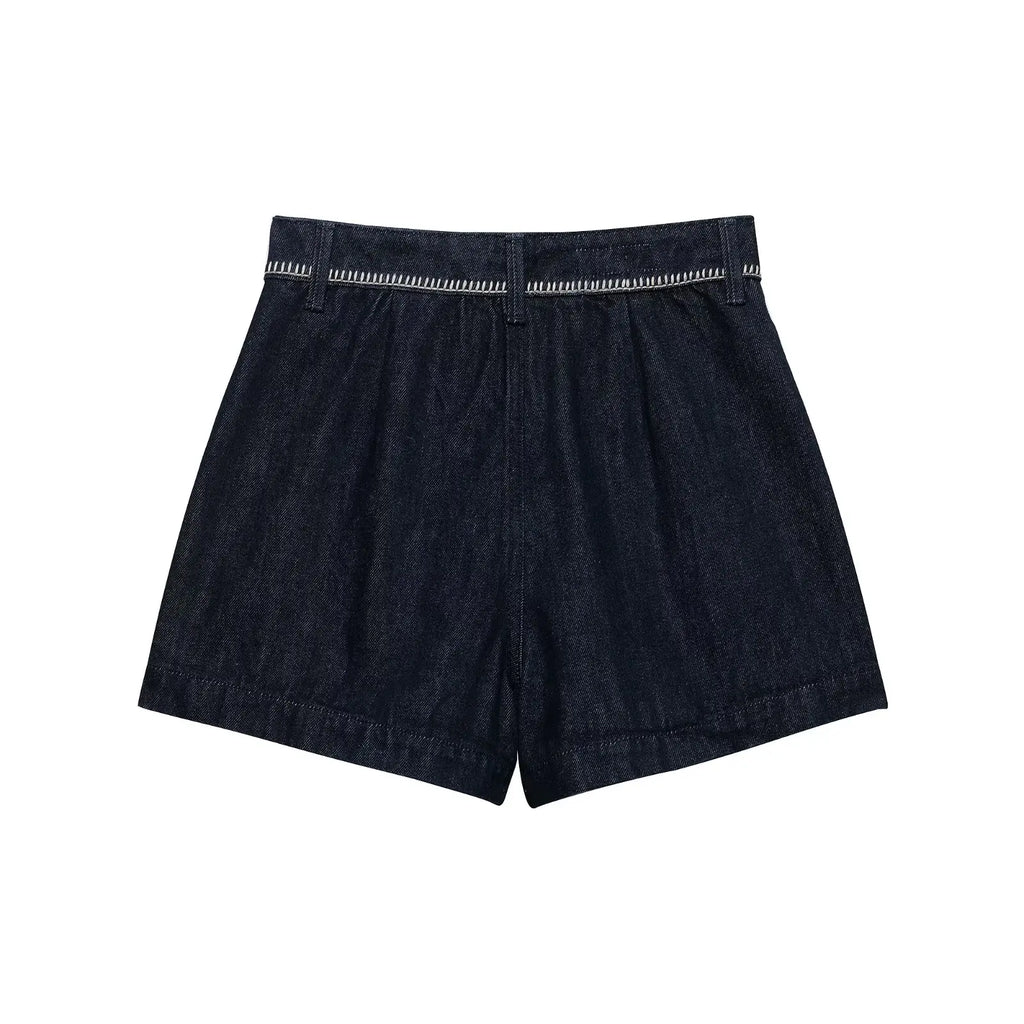 Short en denim structuré à poches
