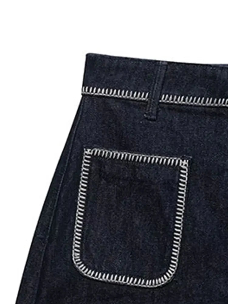 Short en denim structuré à poches