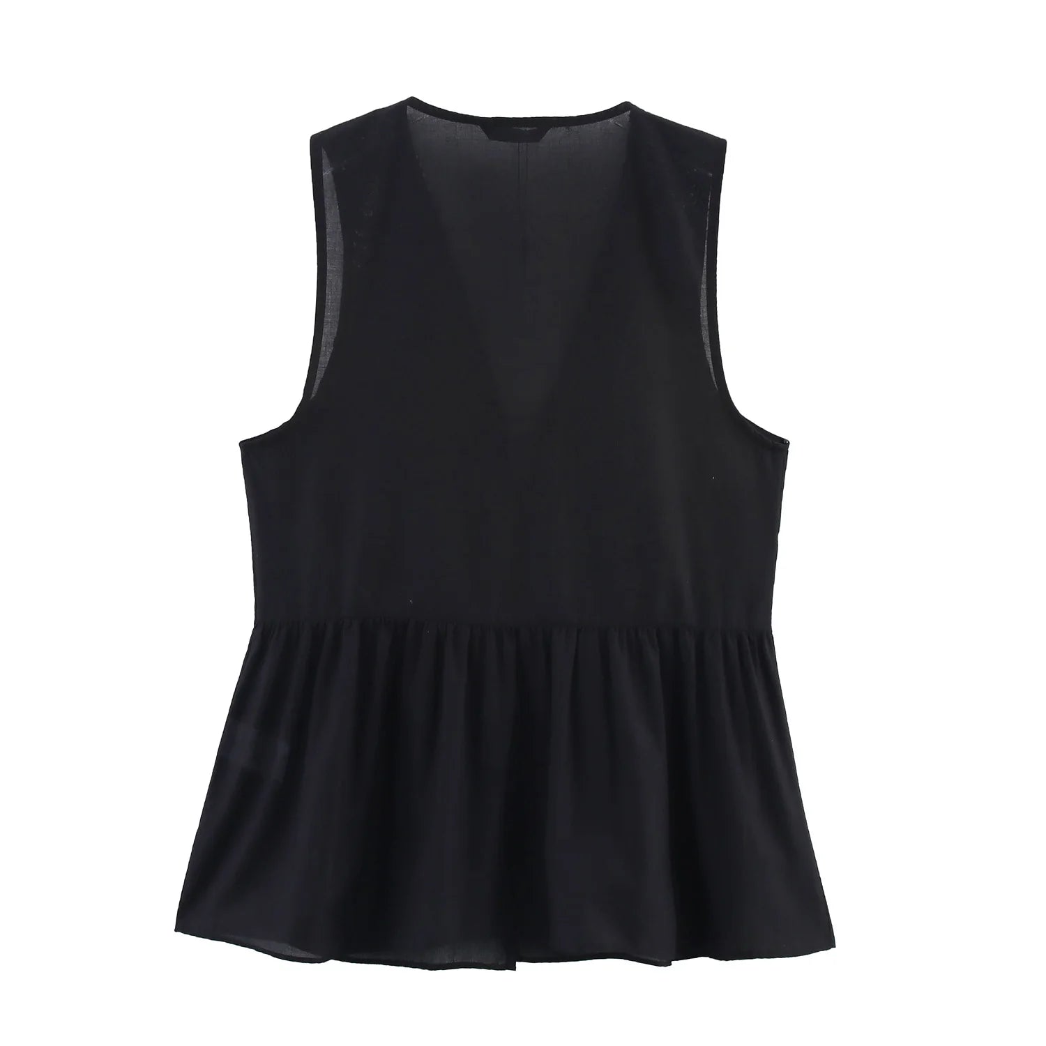 Blouse courte à col V boutonnée