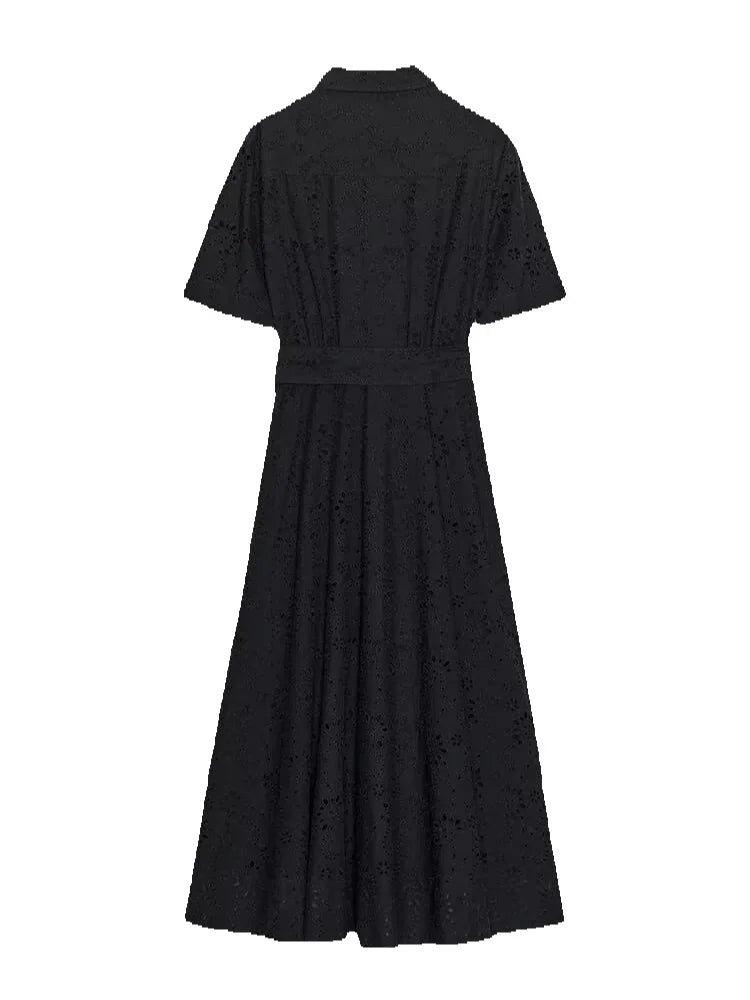 Robe longue à col tailleur