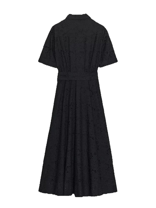 Robe longue à col tailleur