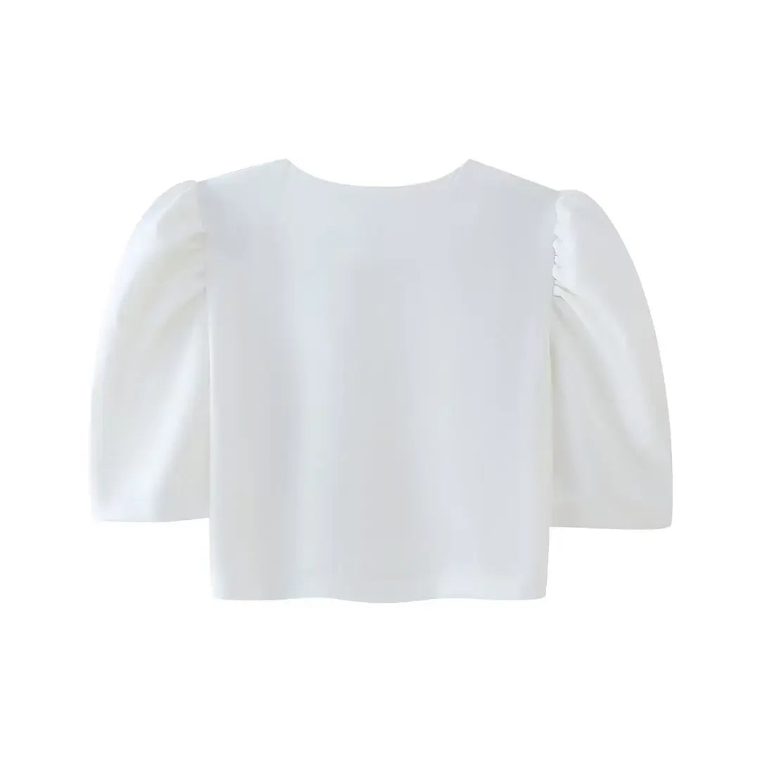 Ensemble pantalon et top manches bouffantes