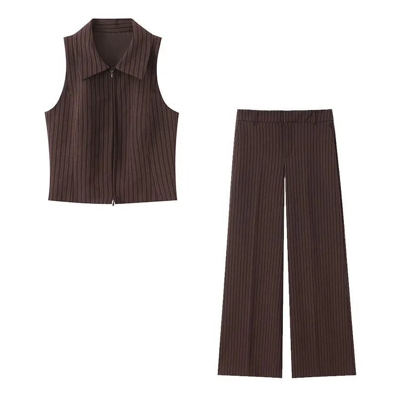 Ensemble gilet rayé et pantalon large