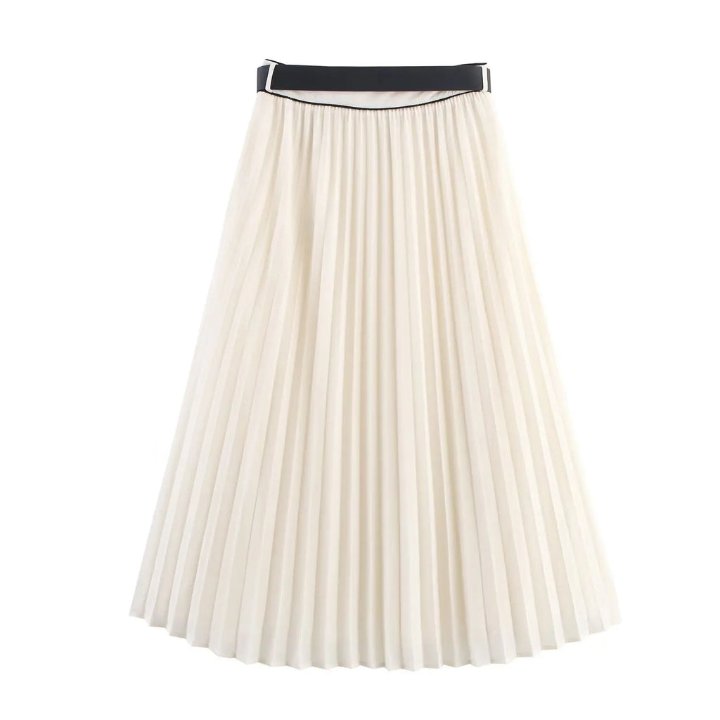 Ensemble chemise contrastée et jupe plissée