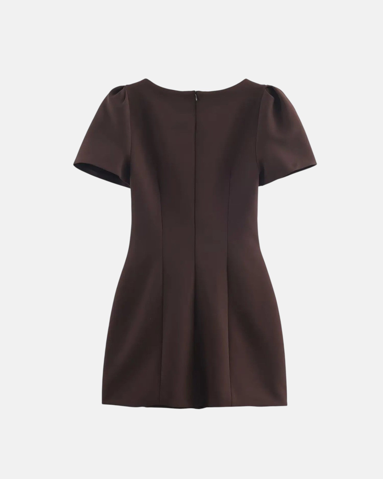 Robe courte plissée à manches bouffantes