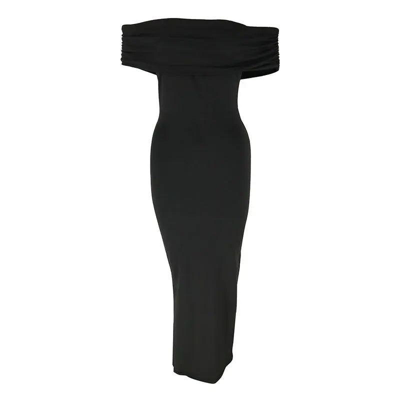 Robe longue épaules dénudées fendue noir