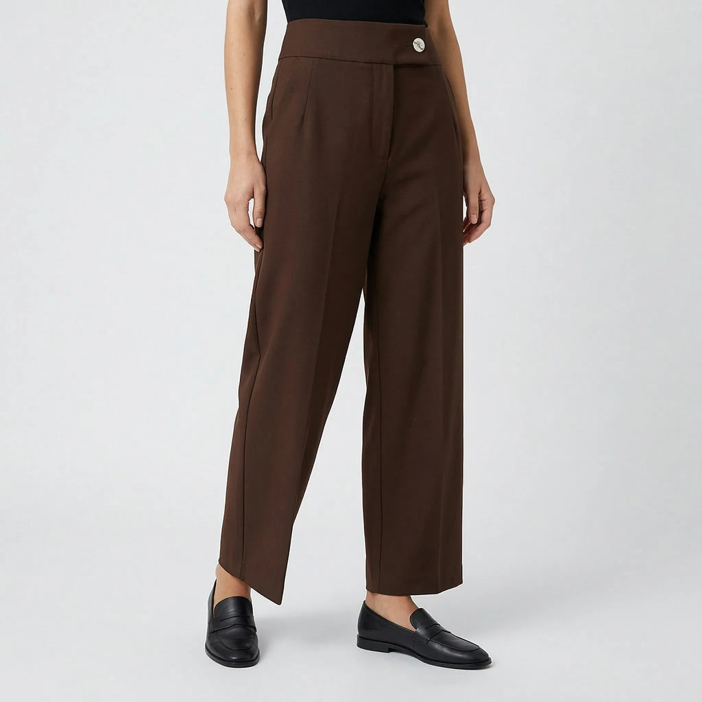 Pantalon droit chocolat à poches