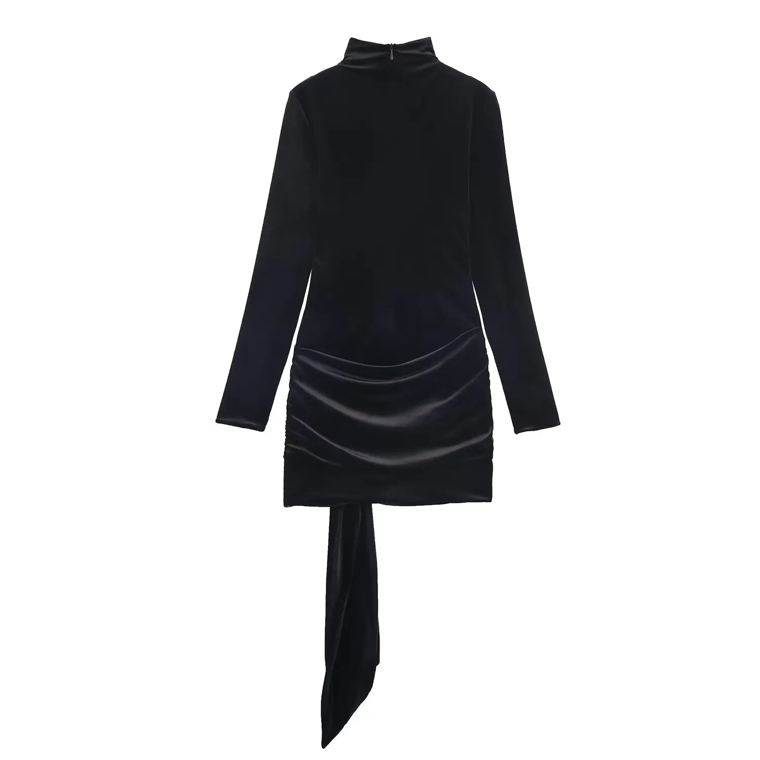 Robe courte col montant en velours noir