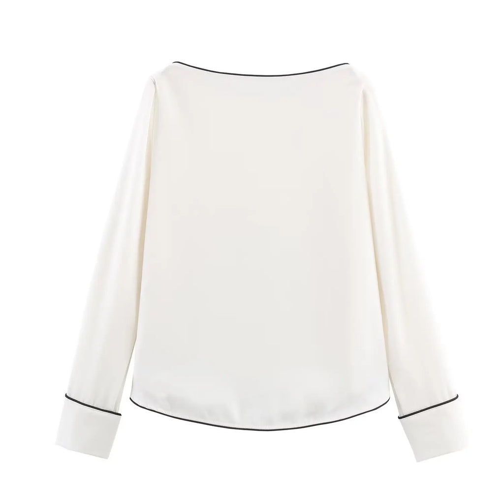 Chemise ivoire à bordures contrastées