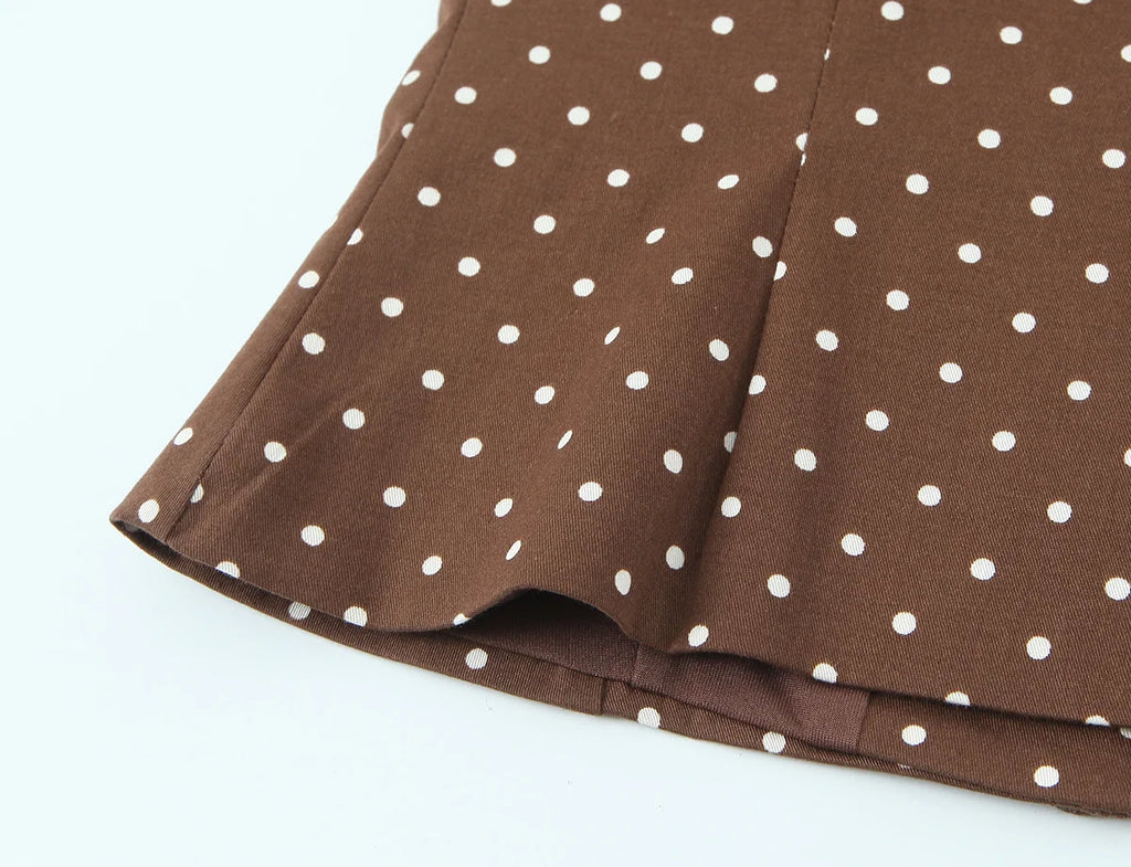 Chemise à pois chocolat boutonnée